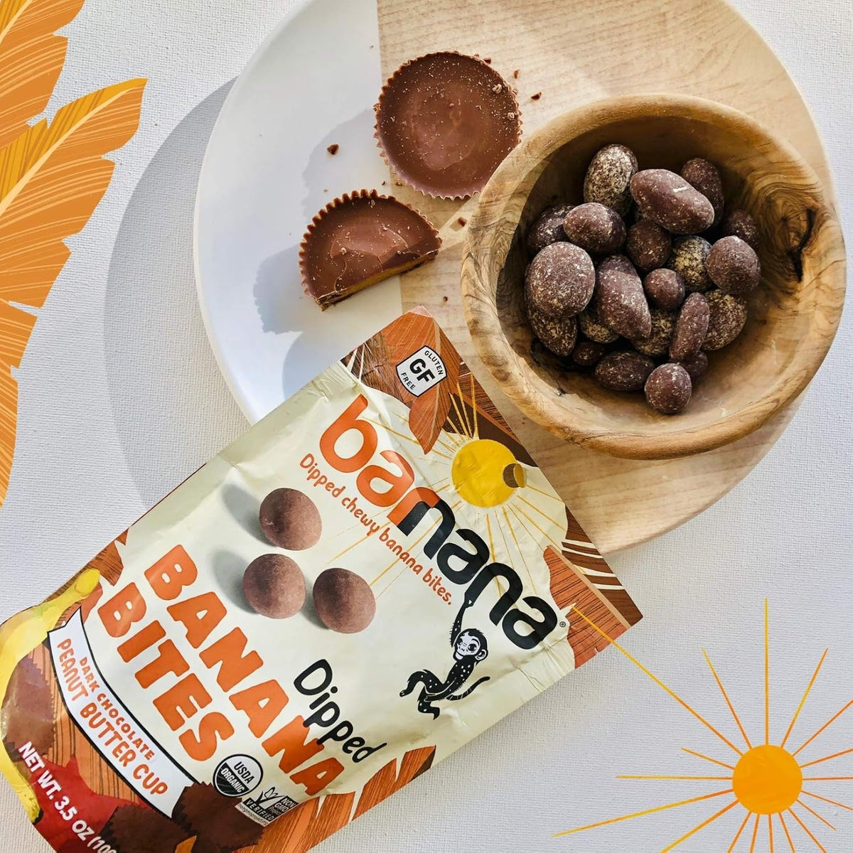 Organic Dark Chocolate Peanut Butter Cup Chewy Banana Bites