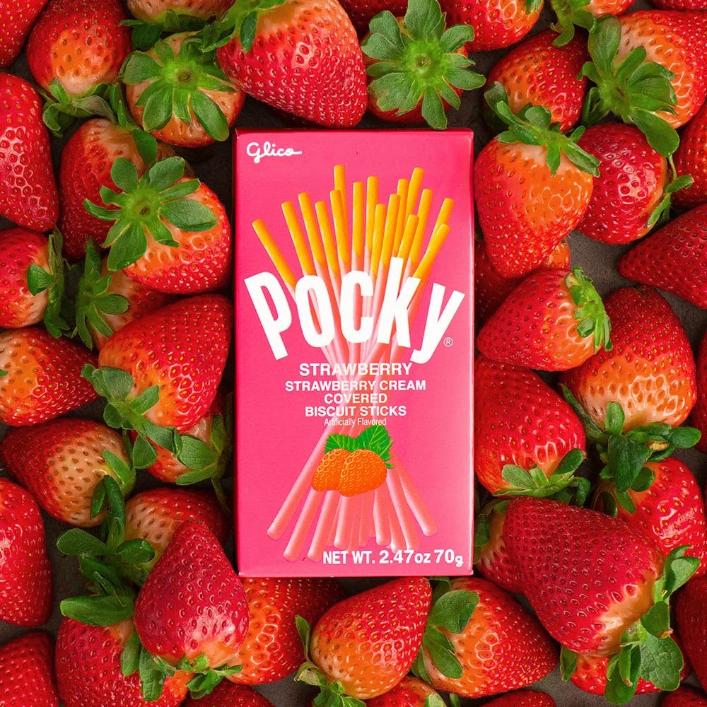 Pocky Strawberry Cream Covered Biscuit Sticks (10 CT)
