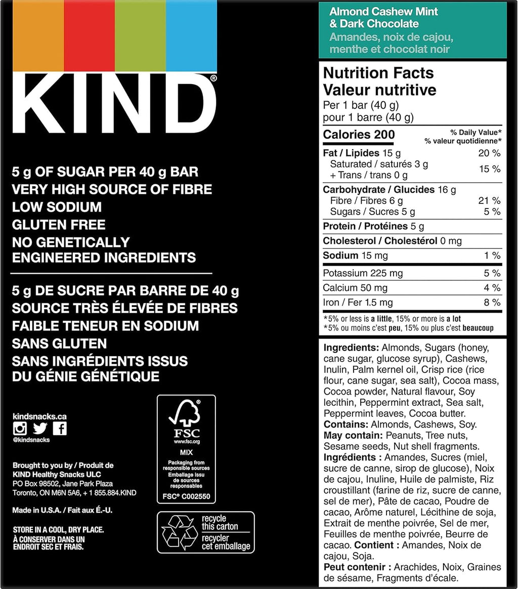 Dark Chocolate Almond Mint Bar (12 CT)