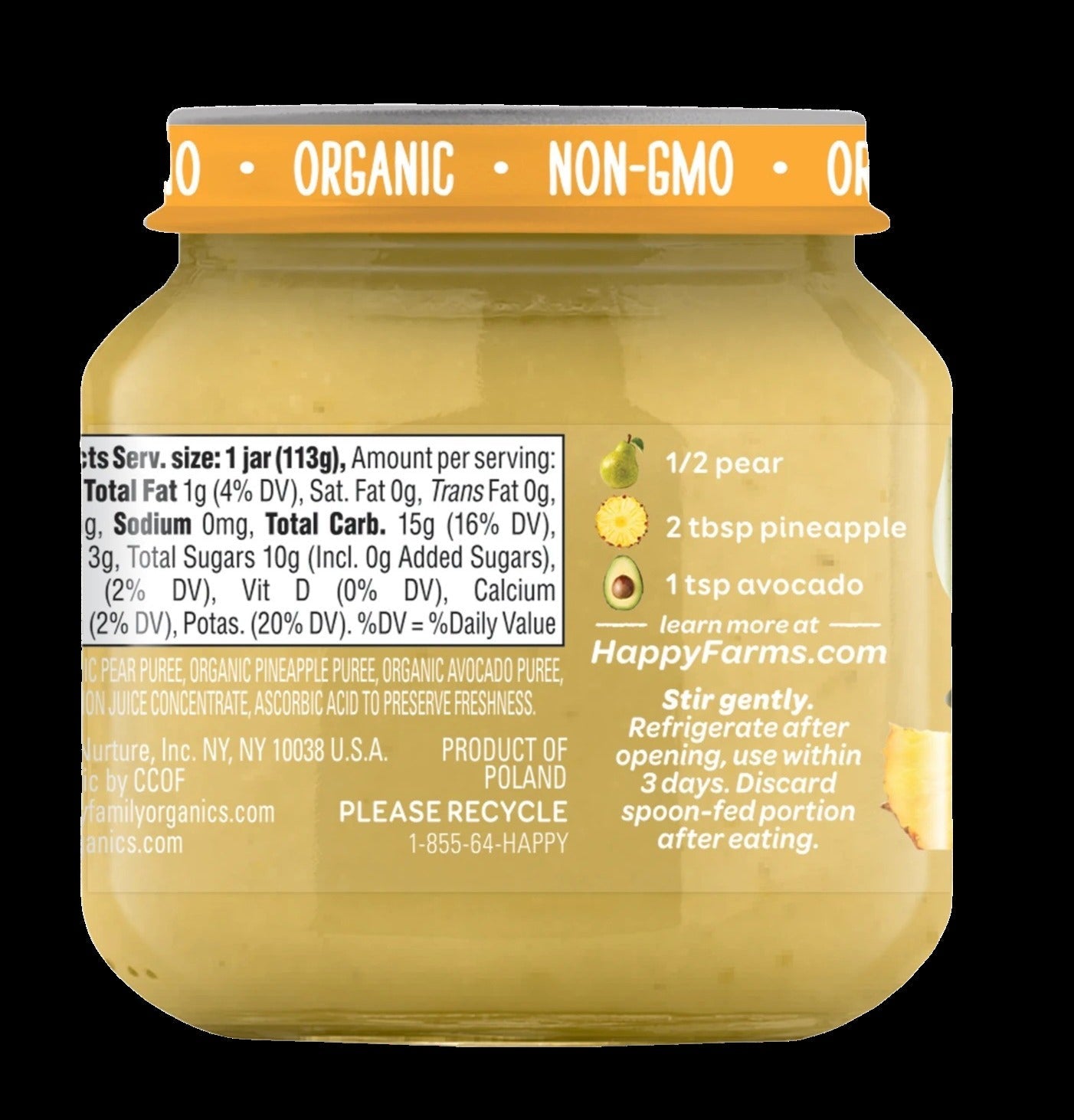 Organic Pears Pineapples & Avocados Baby Food (6 Pack)