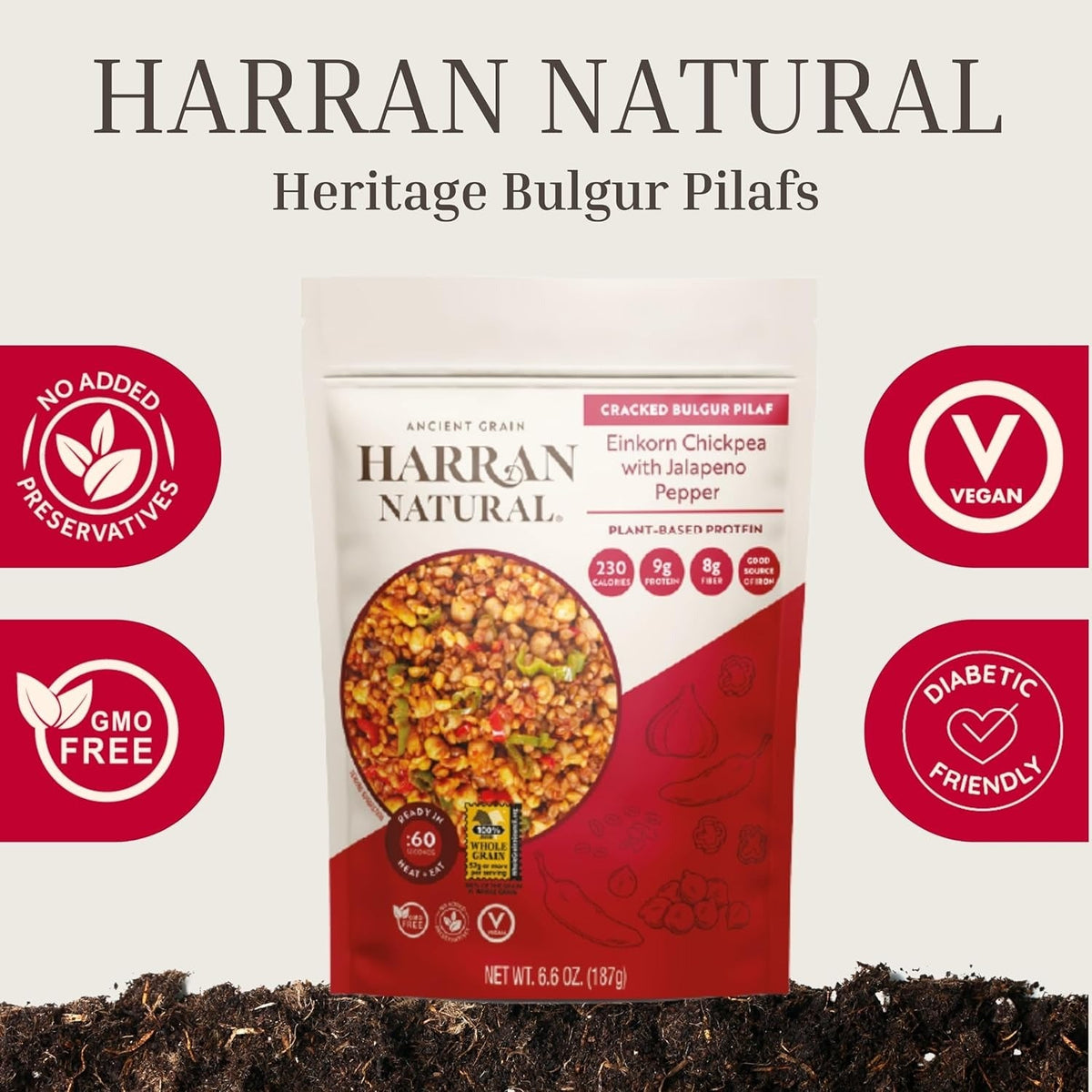Einkorn Chickpea with Jalapeno Pepper Bulgur Wheat Pilaf
