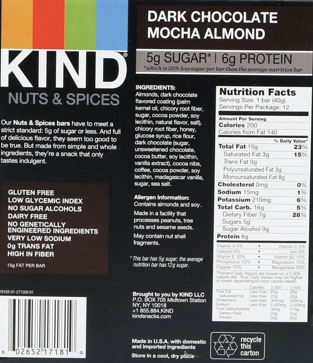 Dark Chocolate Mocha Almond Bars (12 ct)