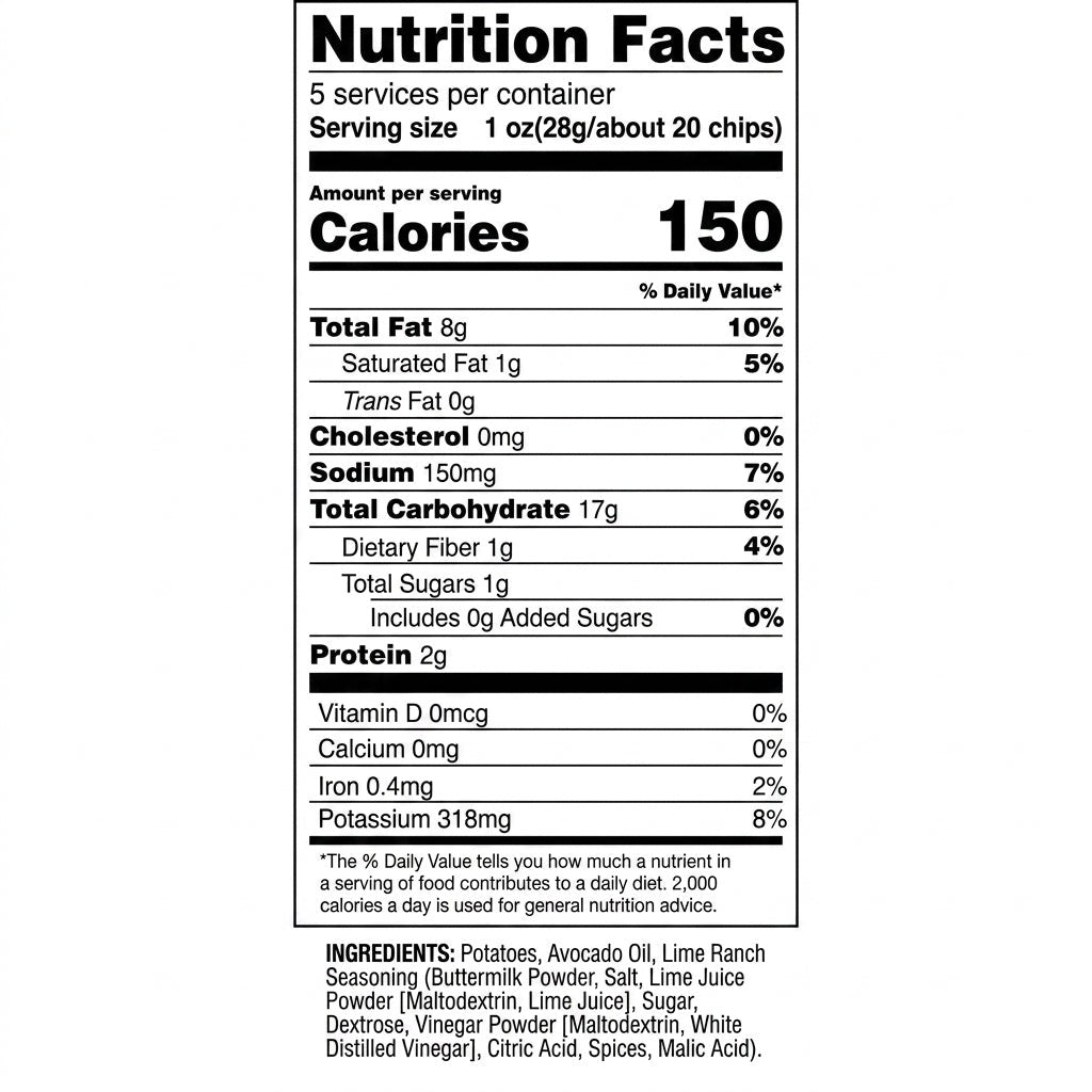 Avocado Oil Lime Ranch Potato Chips